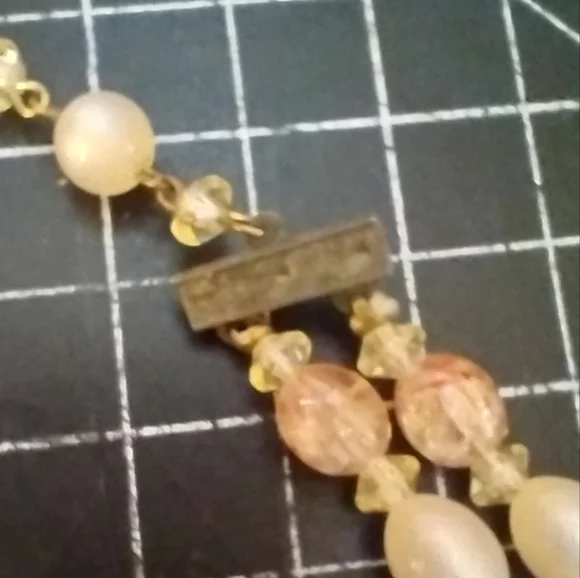 Vintage Double Strand Glass Necklace & Clip-On Earring Set, 1950s-1960s … - Picture 6 of 12